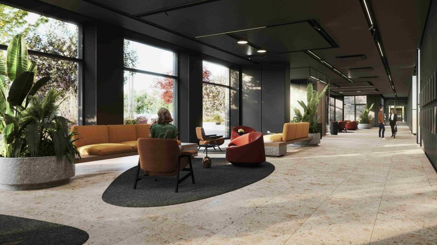 New Hanza biroju ēkas vestibils – patīkama atmosfēra un estētiska satikšanās vieta