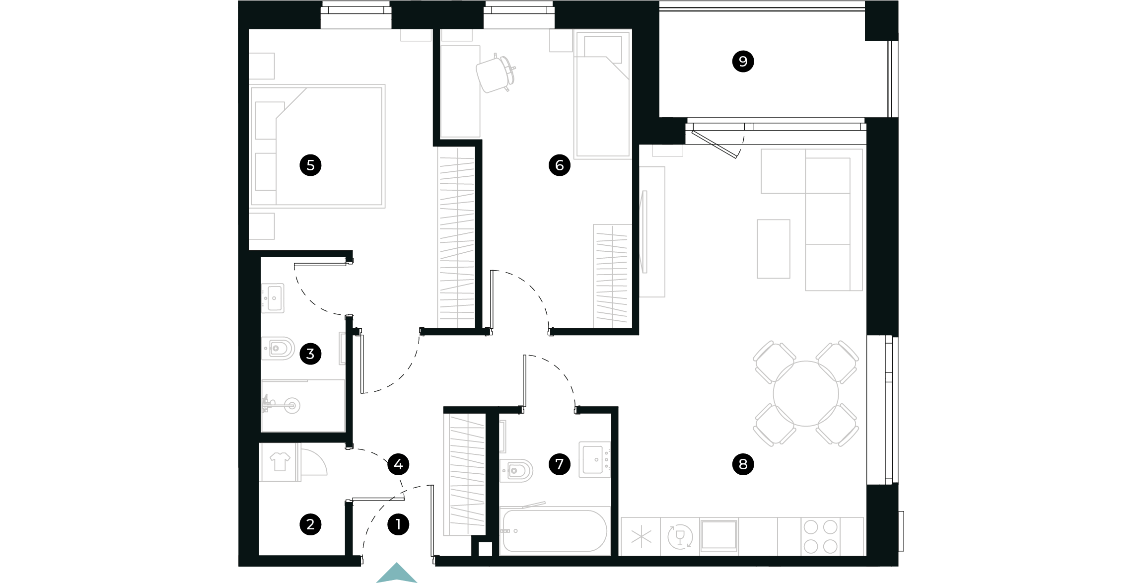 New Hanza apartamenti dzīvokļa plānojums