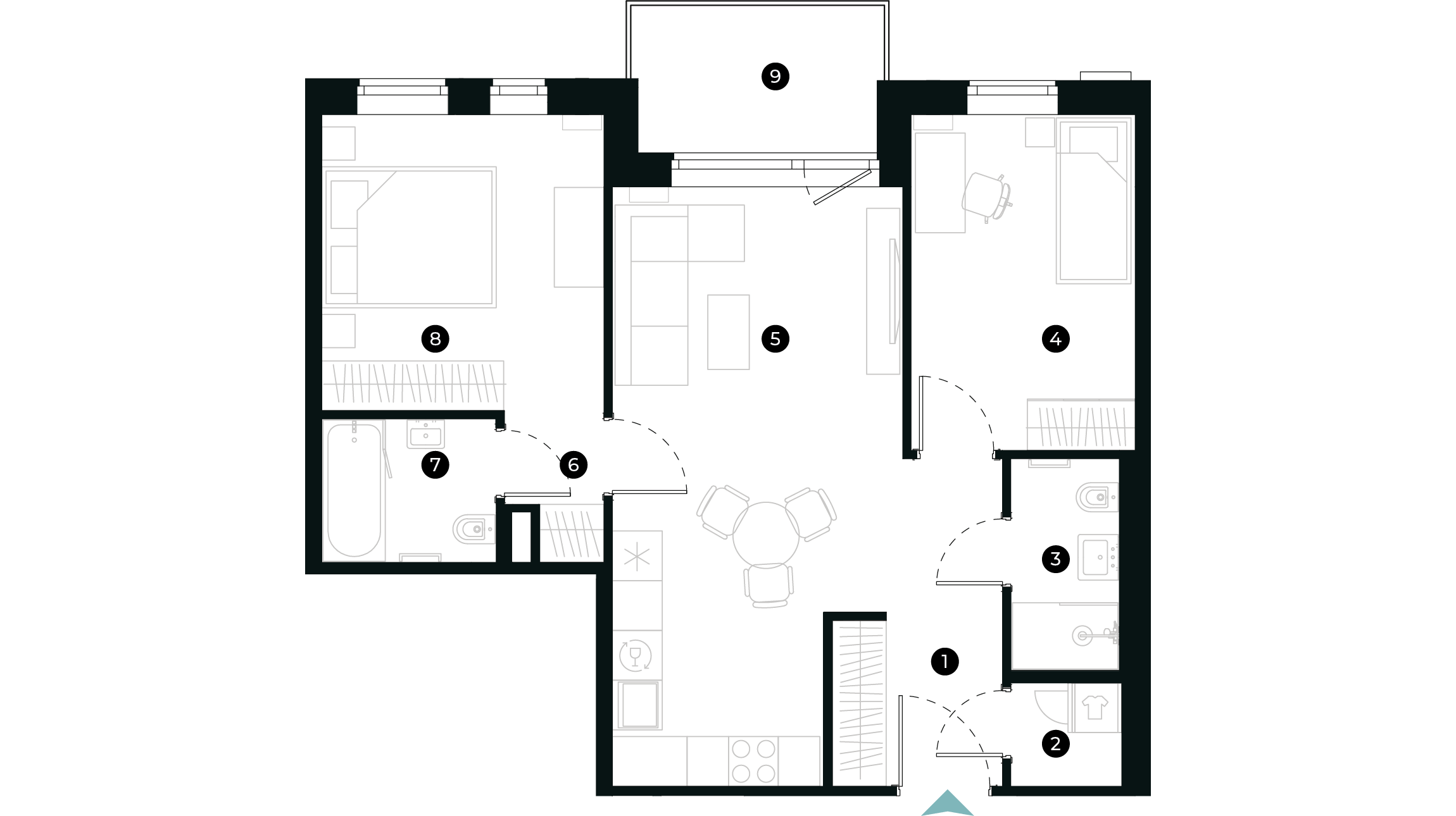 New Hanza apartamenti dzīvokļa plānojums