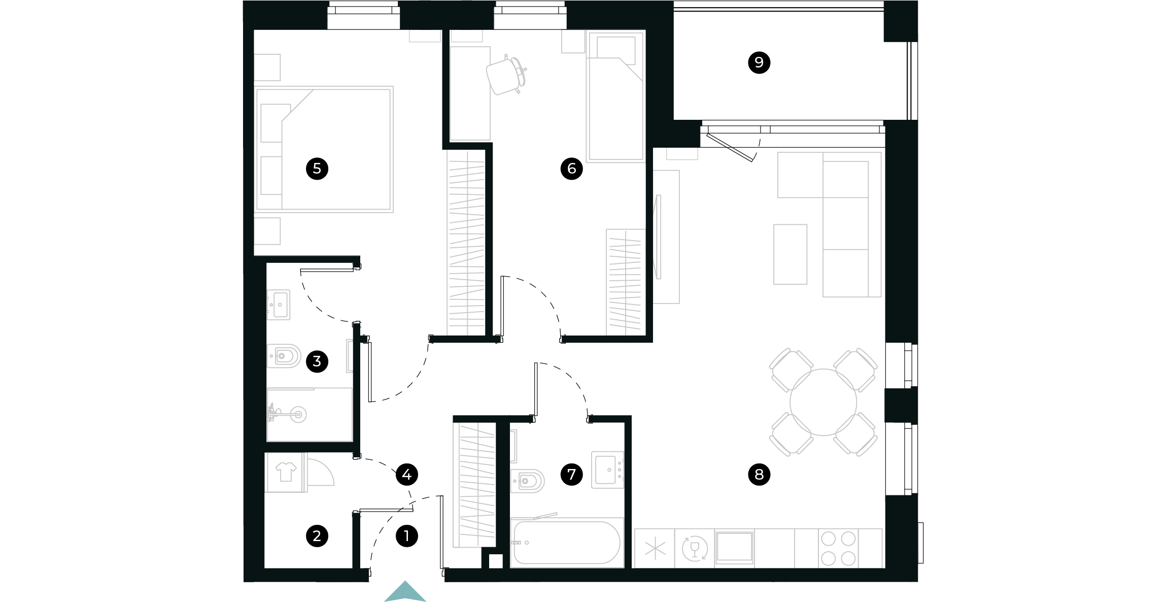 New Hanza apartamenti dzīvokļa plānojums