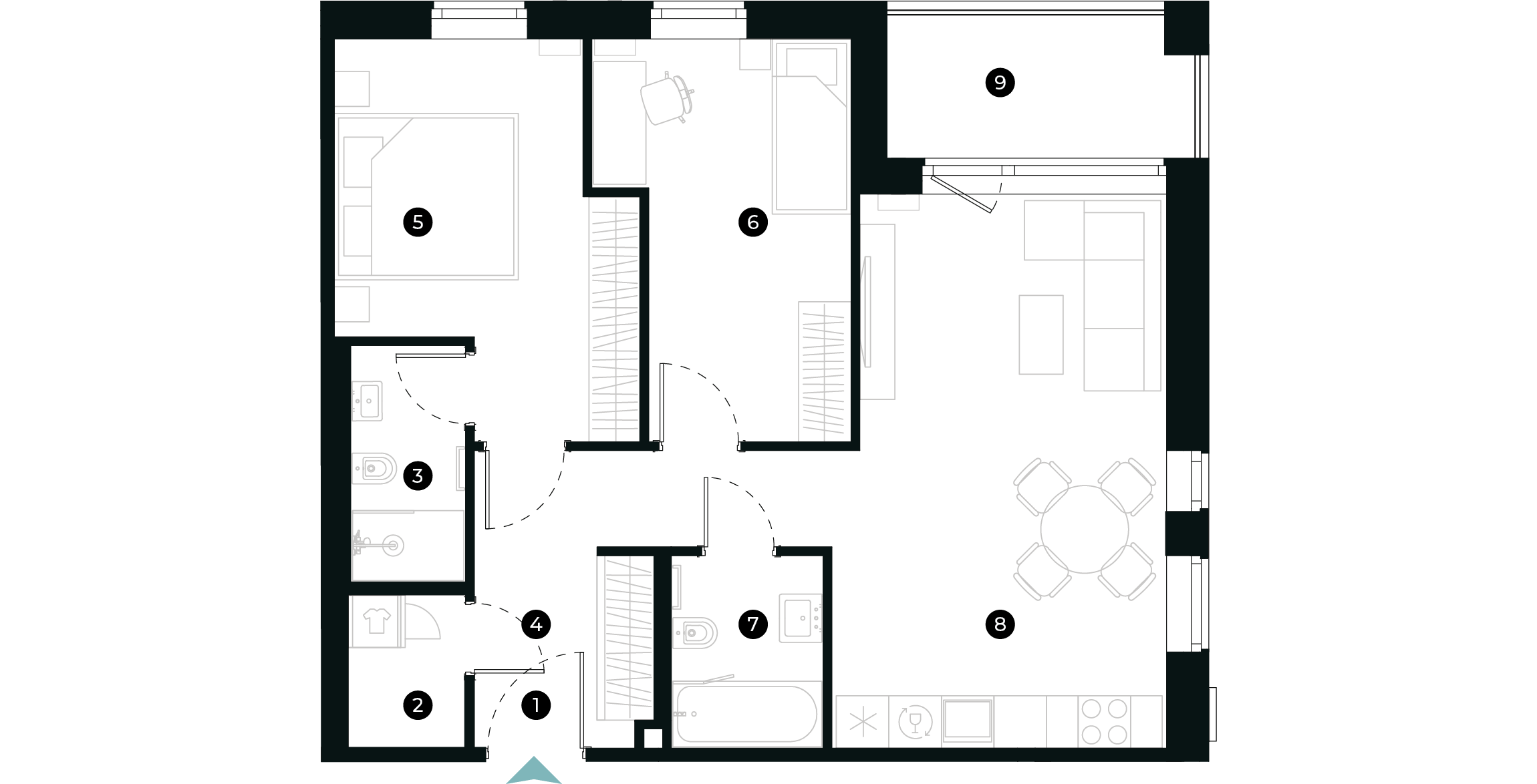 New Hanza apartamenti dzīvokļa plānojums