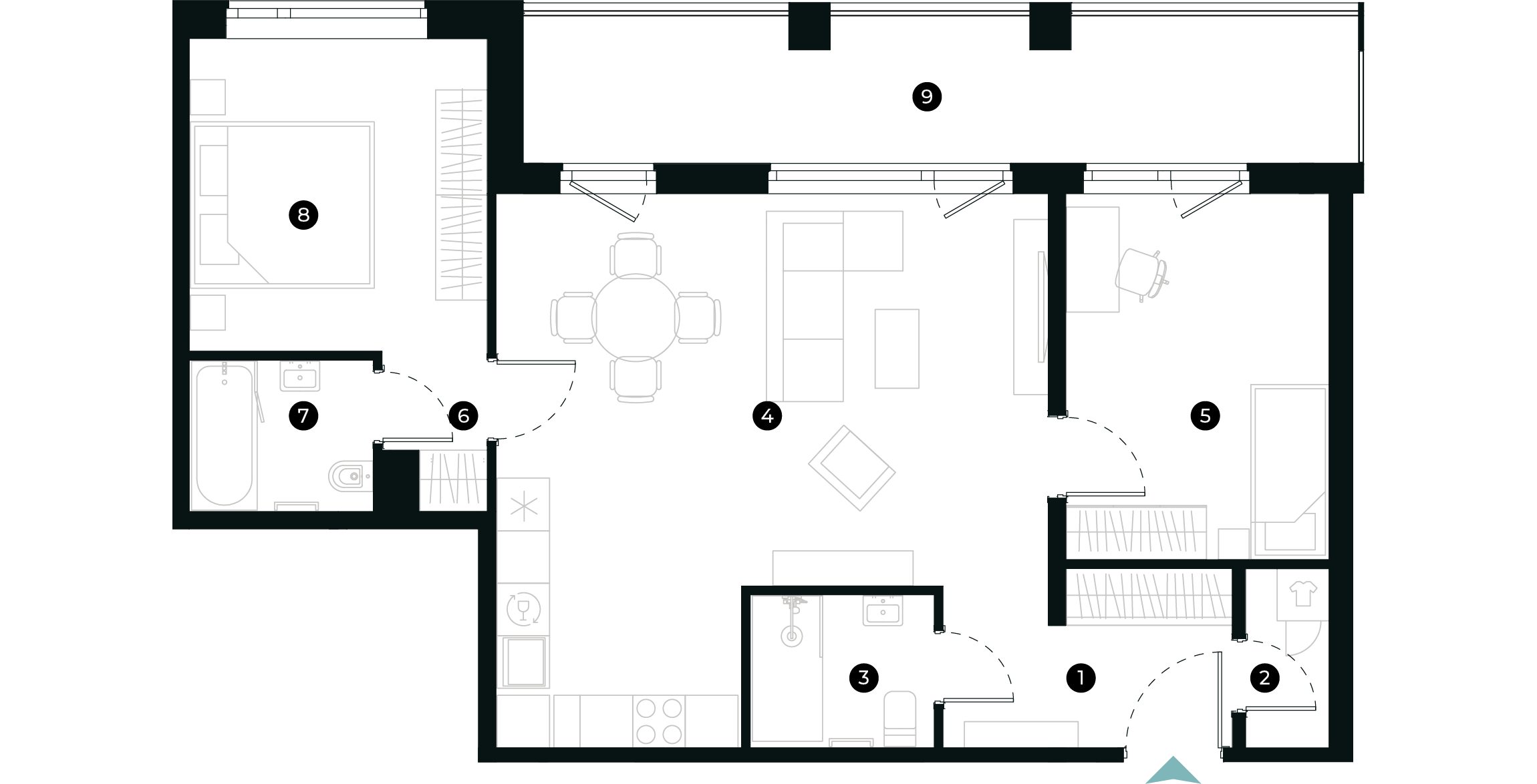 New Hanza apartamenti dzīvokļa plānojums