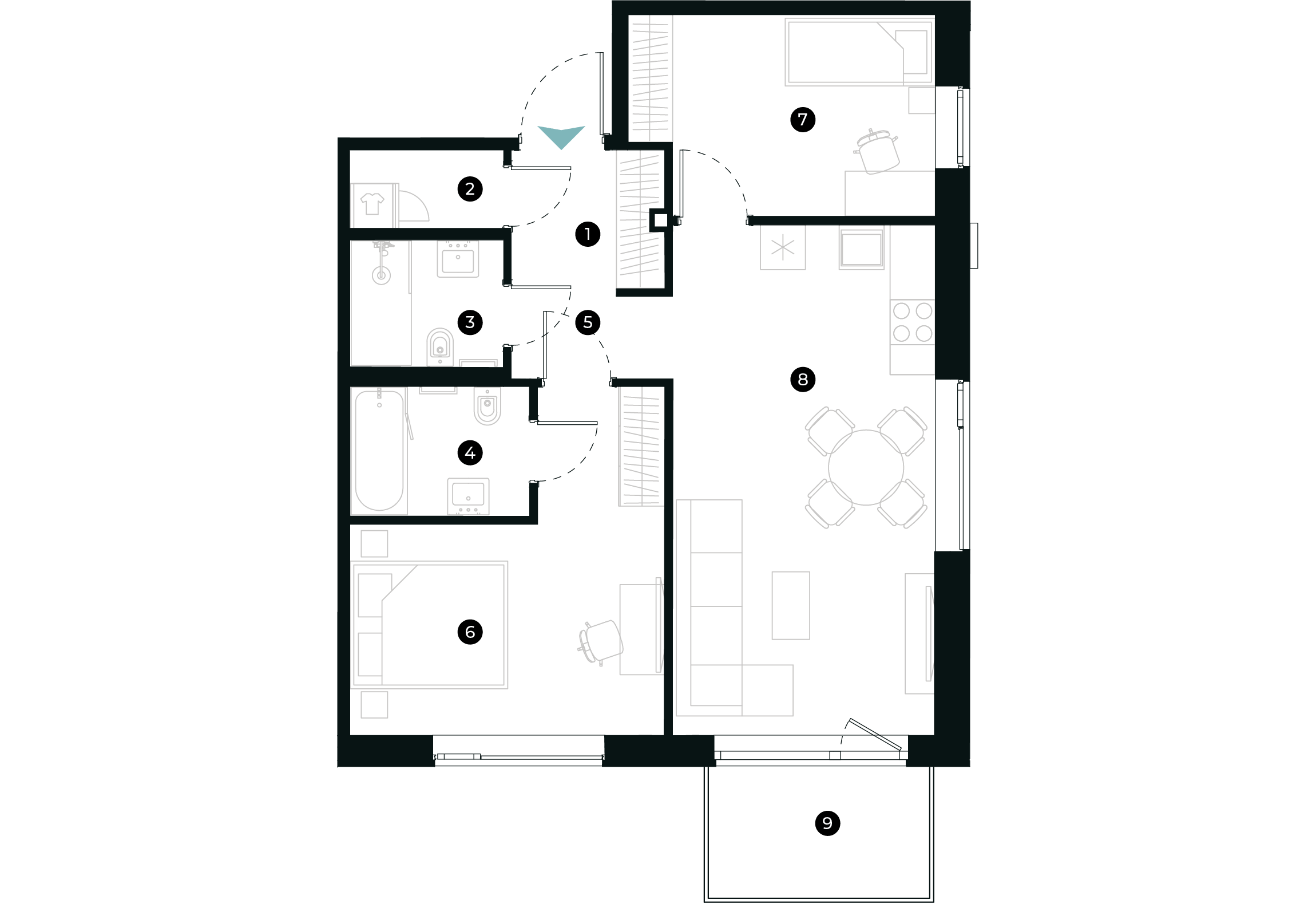 New Hanza apartamenti dzīvokļa plānojums