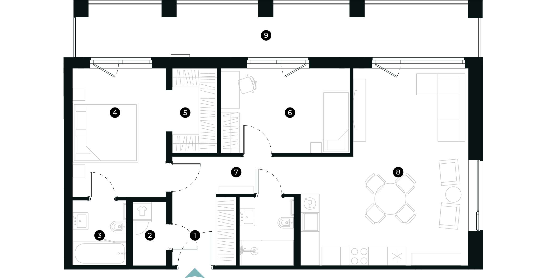New Hanza apartamenti dzīvokļa plānojums