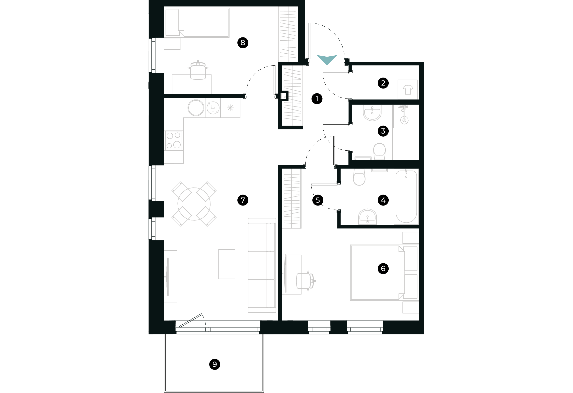 New Hanza apartamenti dzīvokļa plānojums