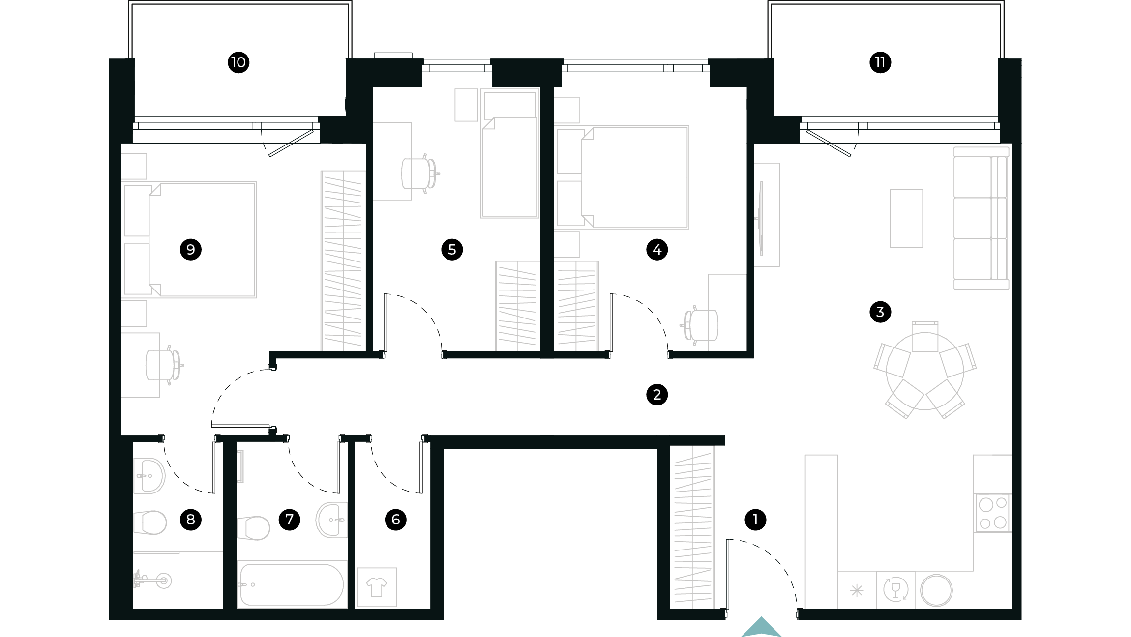 New Hanza apartamenti dzīvokļa plānojums
