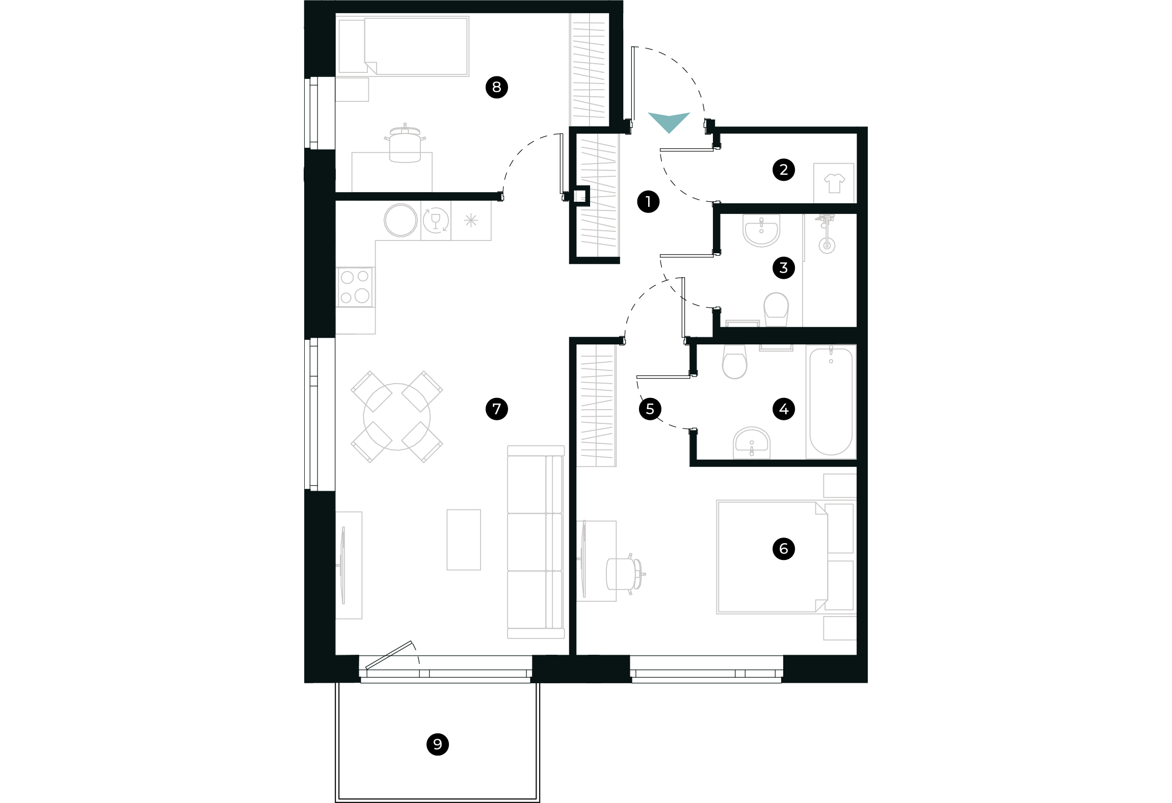 New Hanza apartamenti dzīvokļa plānojums