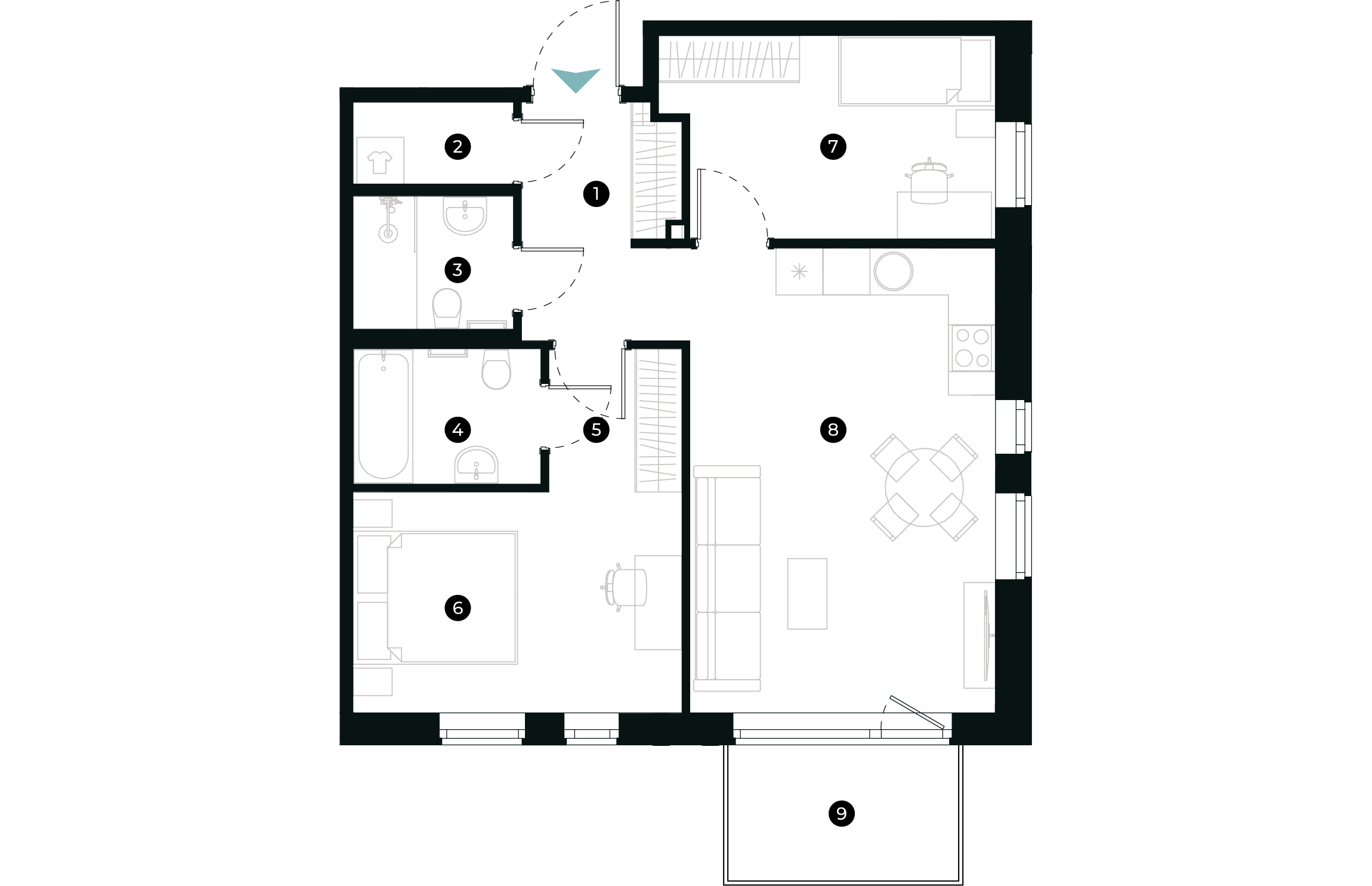 New Hanza apartamenti dzīvokļa plānojums