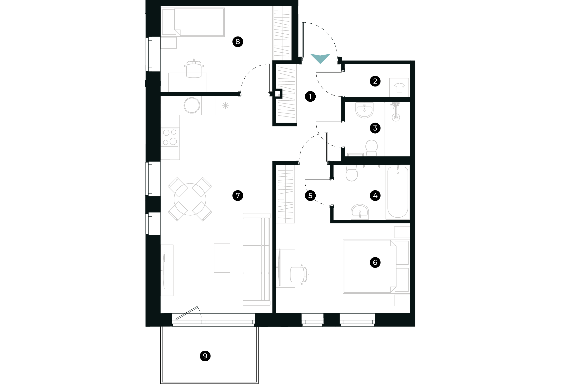 New Hanza apartamenti dzīvokļa plānojums