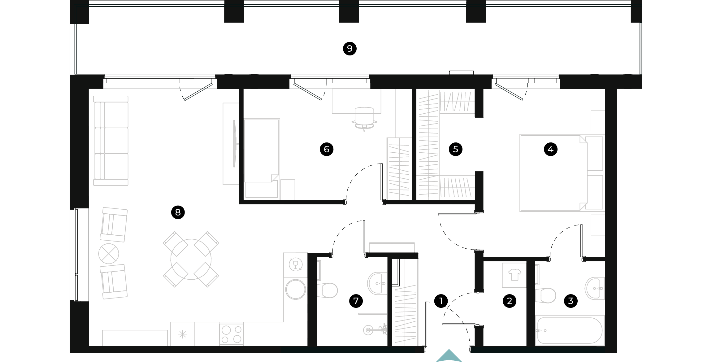 New Hanza apartamenti dzīvokļa plānojums