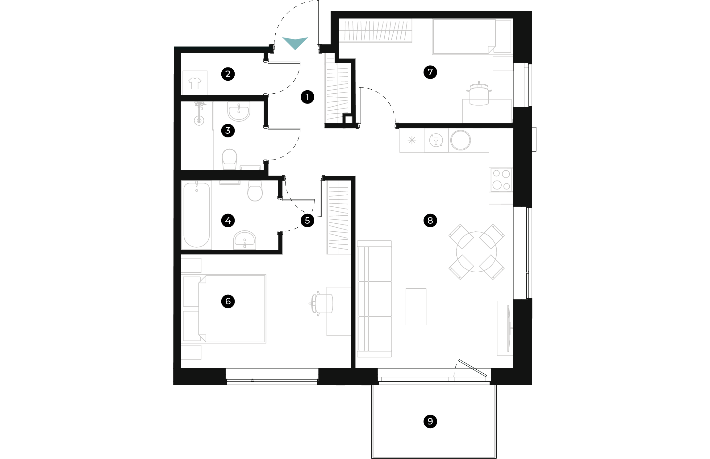 New Hanza apartamenti dzīvokļa plānojums