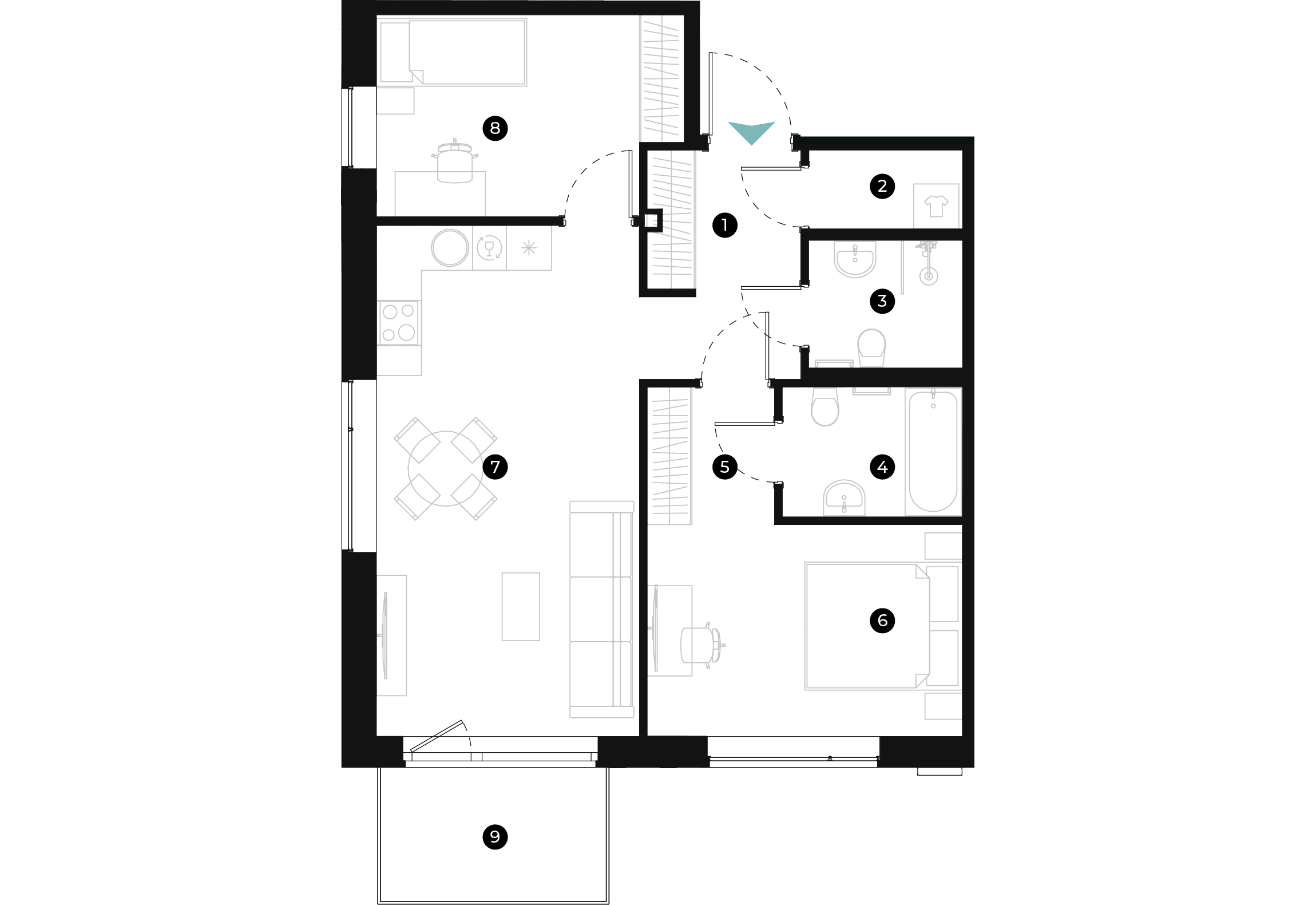 New Hanza apartamenti dzīvokļa plānojums