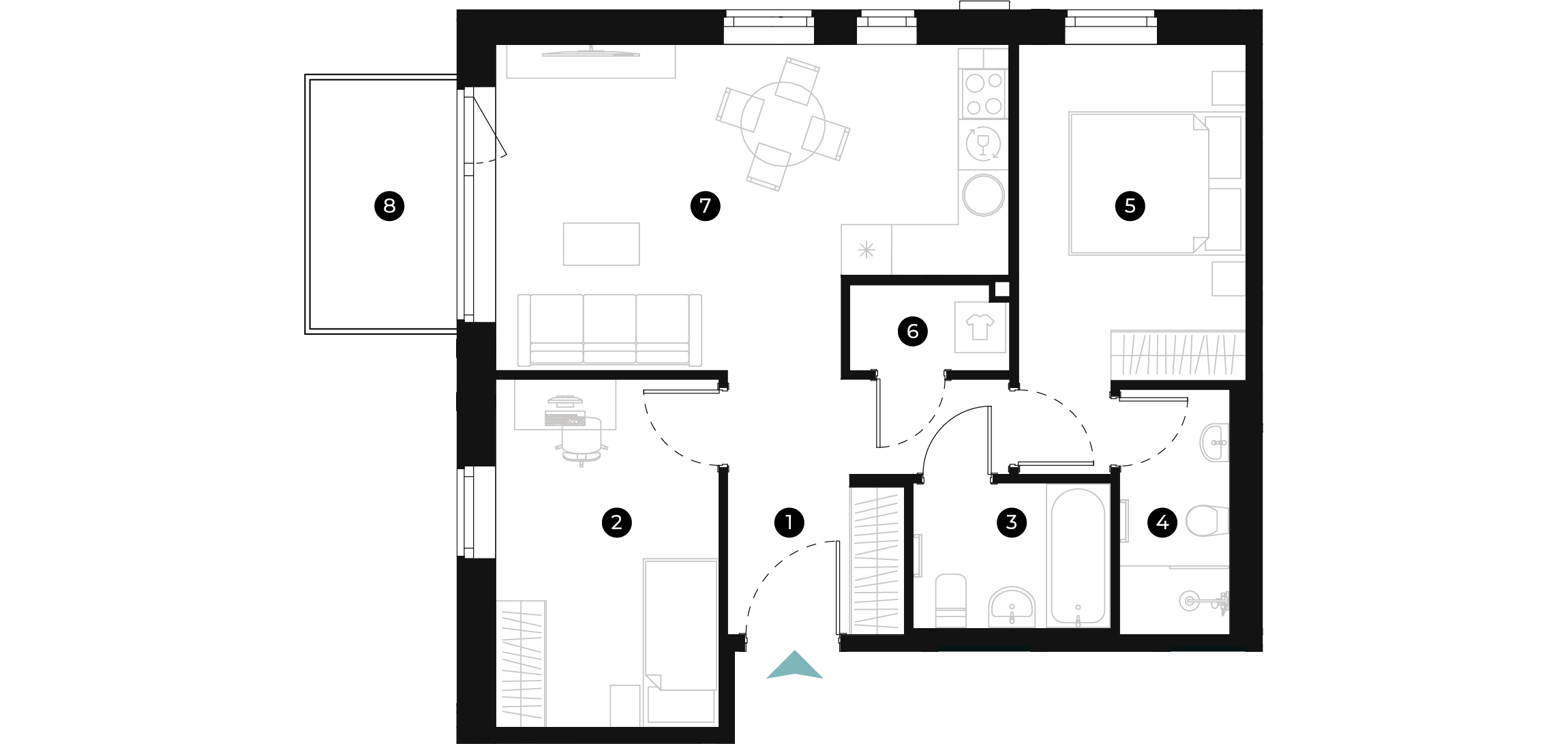 New Hanza apartamenti dzīvokļa plānojums