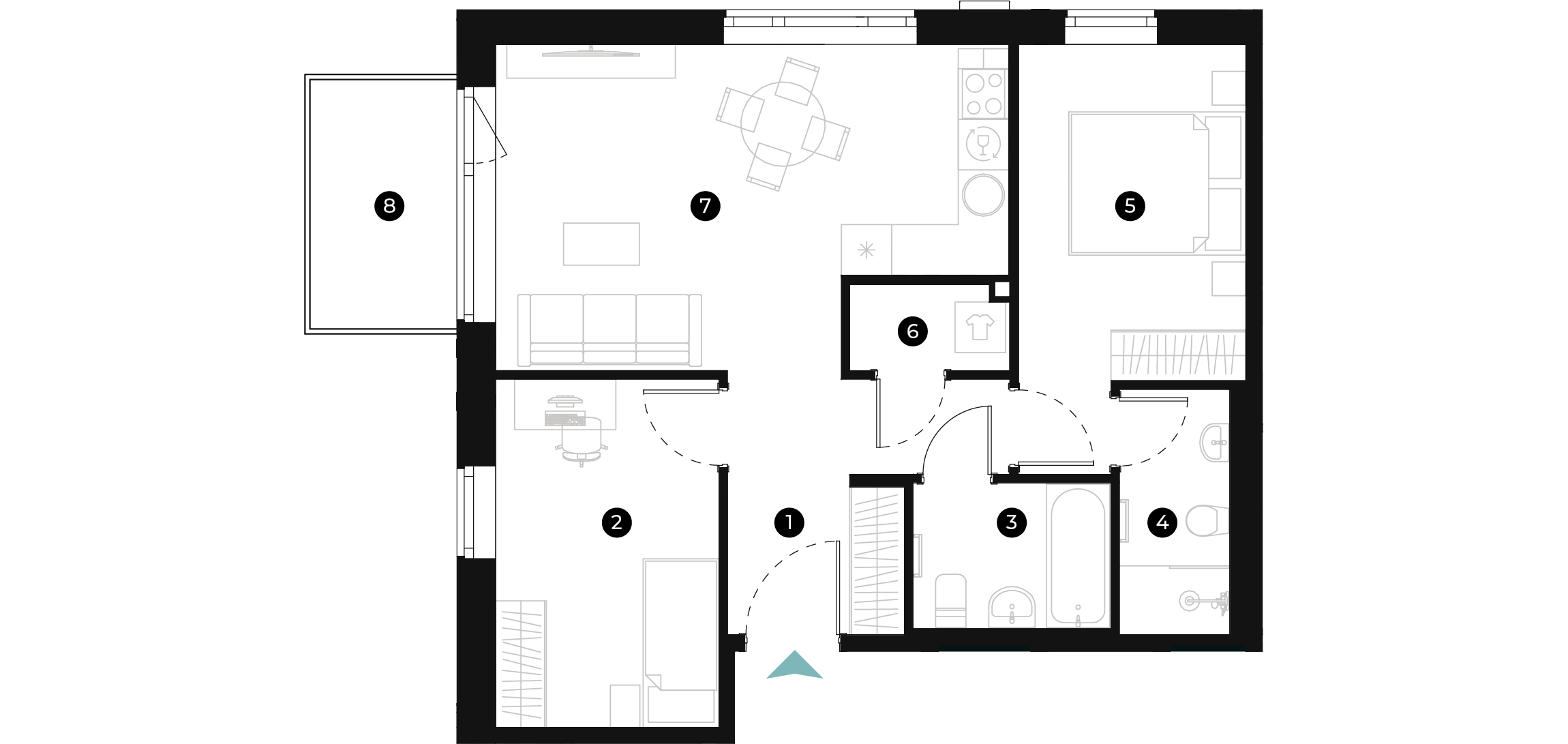 New Hanza apartamenti dzīvokļa plānojums