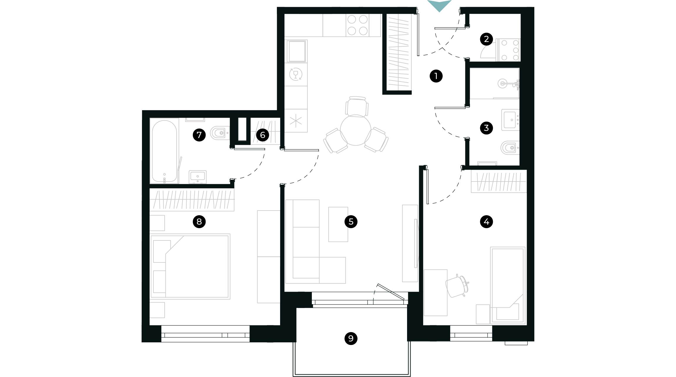 New Hanza apartamenti dzīvokļa plānojums
