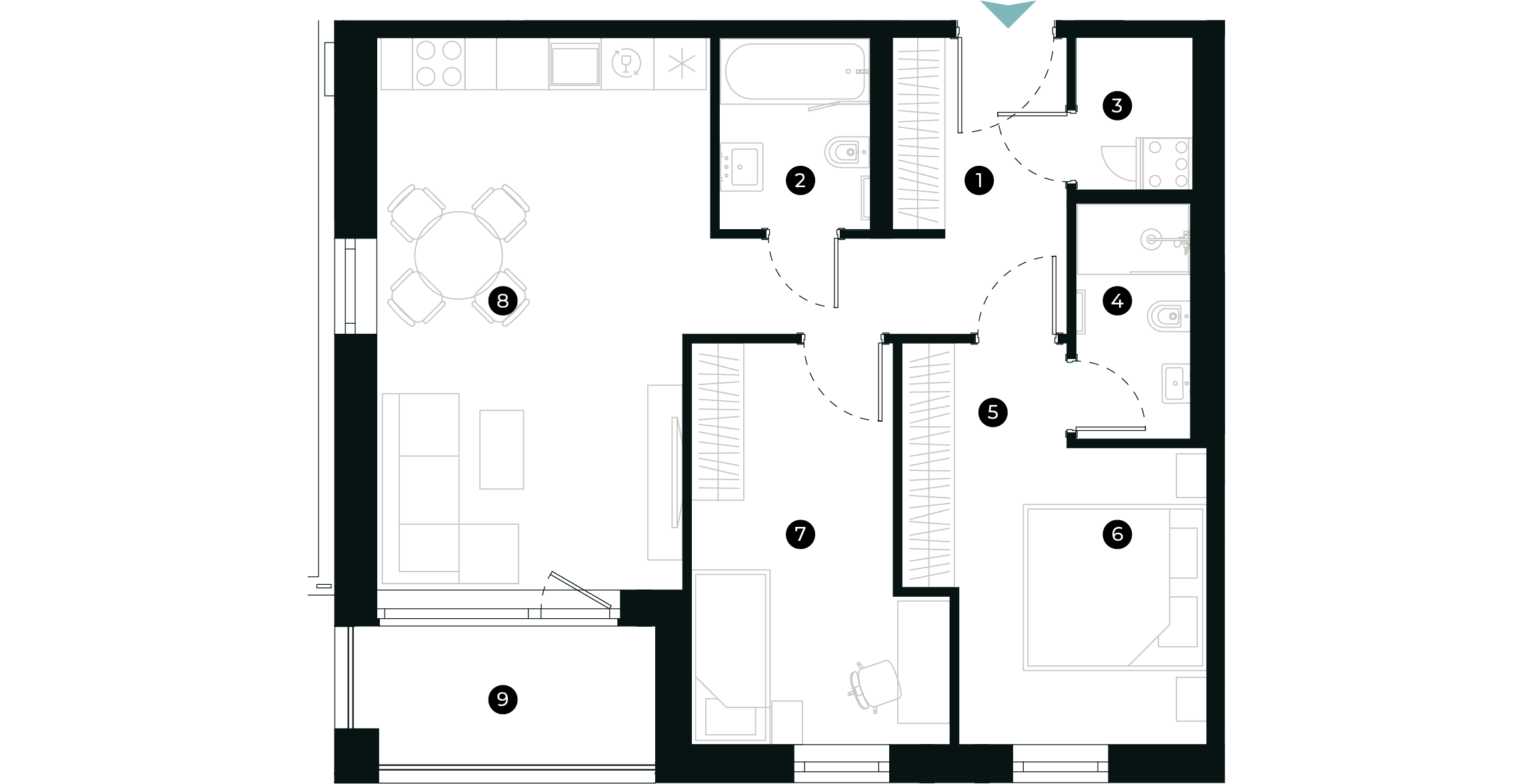 New Hanza apartamenti dzīvokļa plānojums