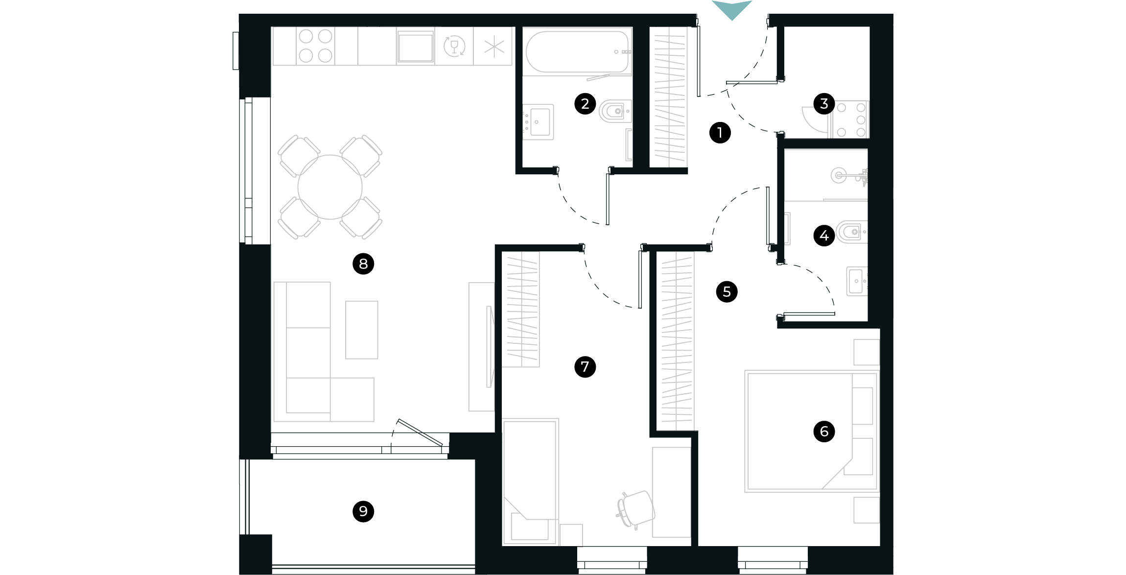 New Hanza apartamenti dzīvokļa plānojums