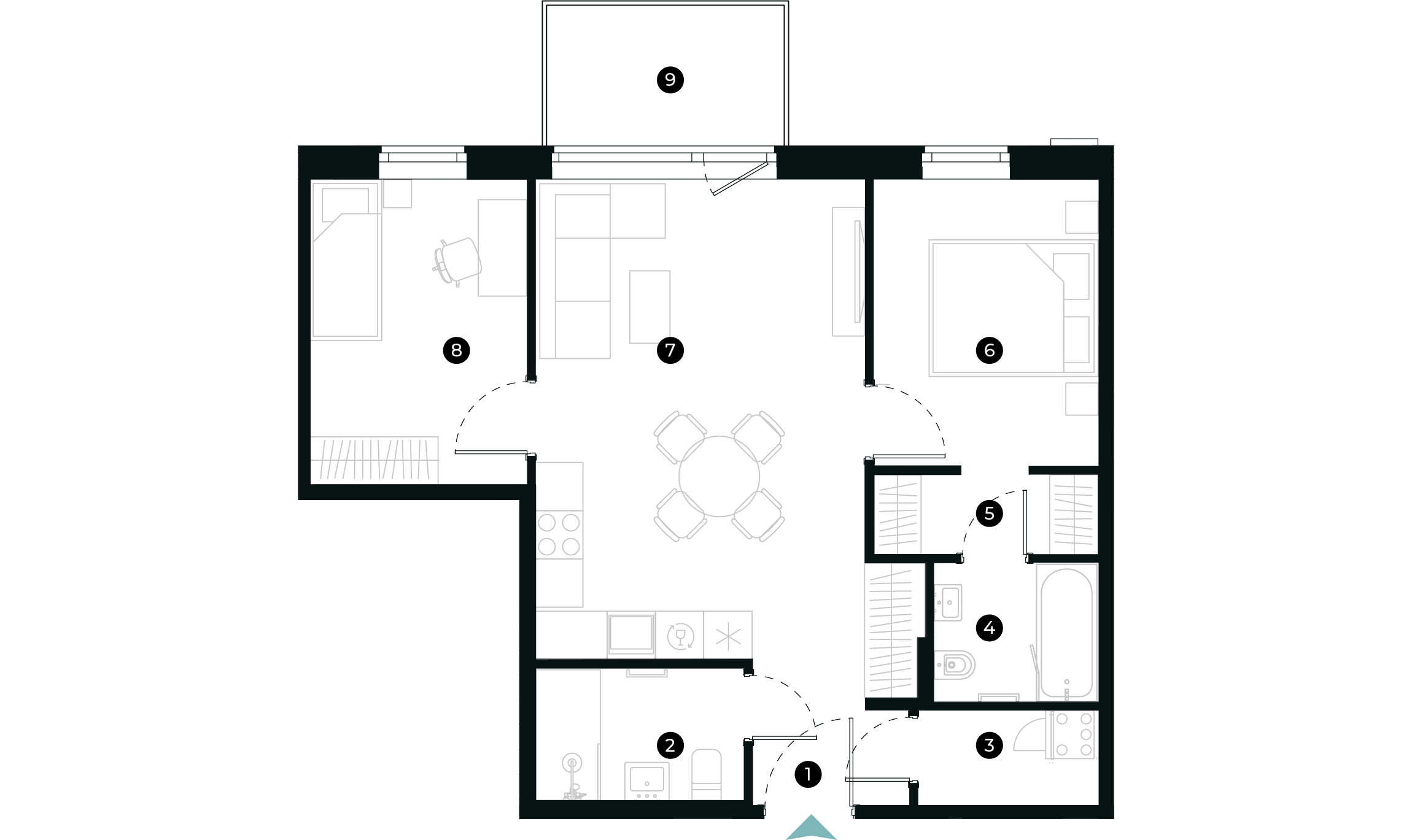 New Hanza apartamenti dzīvokļa plānojums