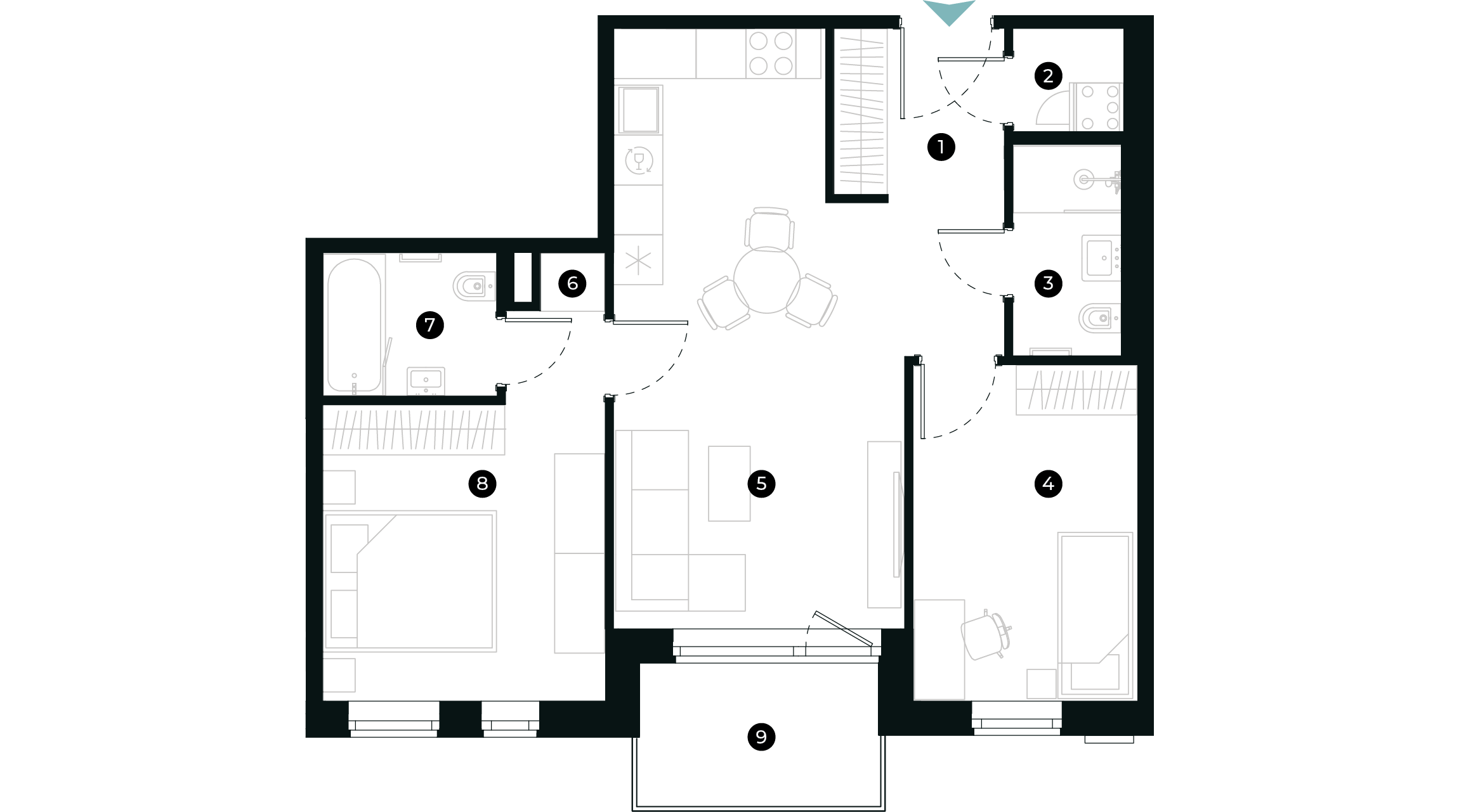 New Hanza apartamenti dzīvokļa plānojums