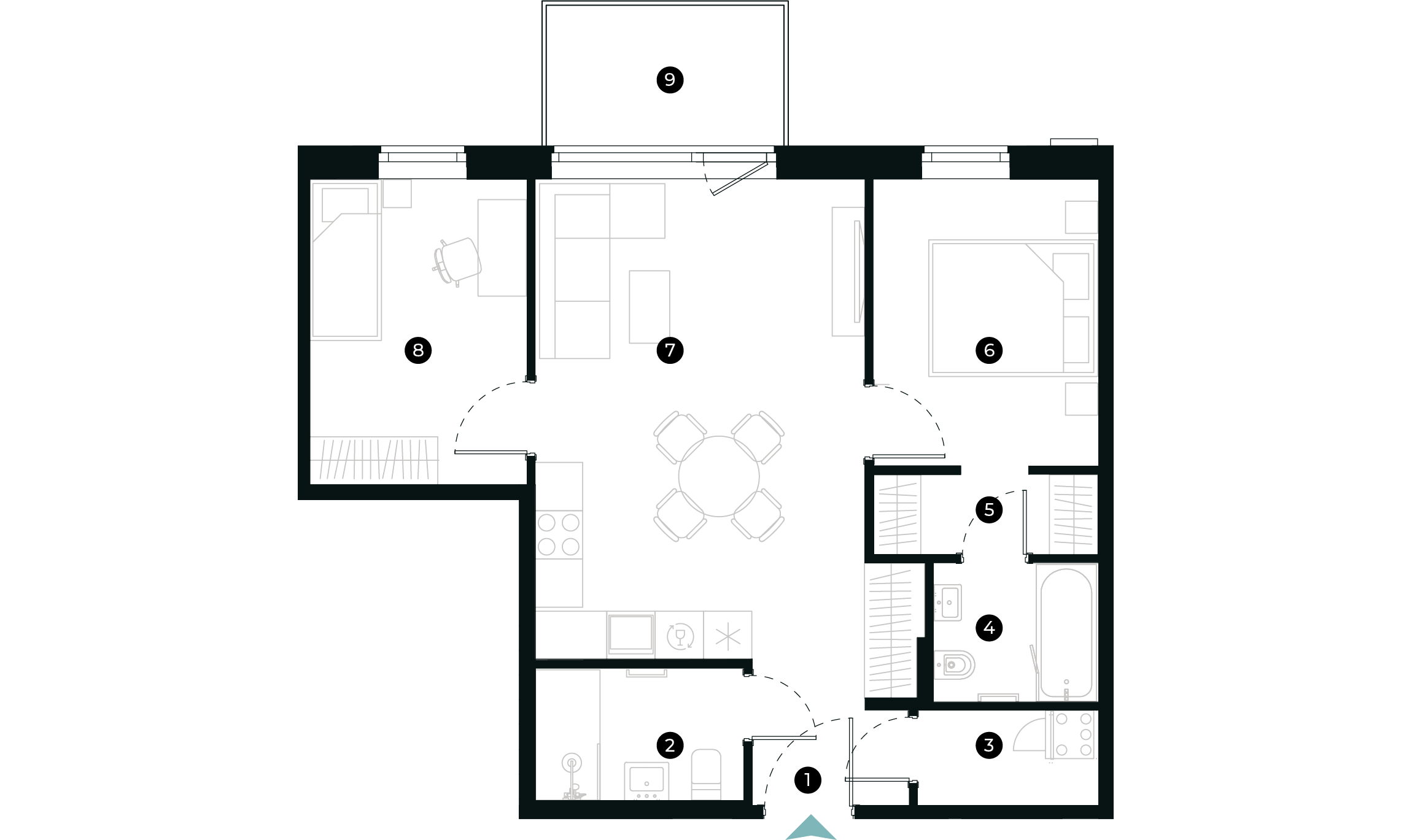 New Hanza apartamenti dzīvokļa plānojums