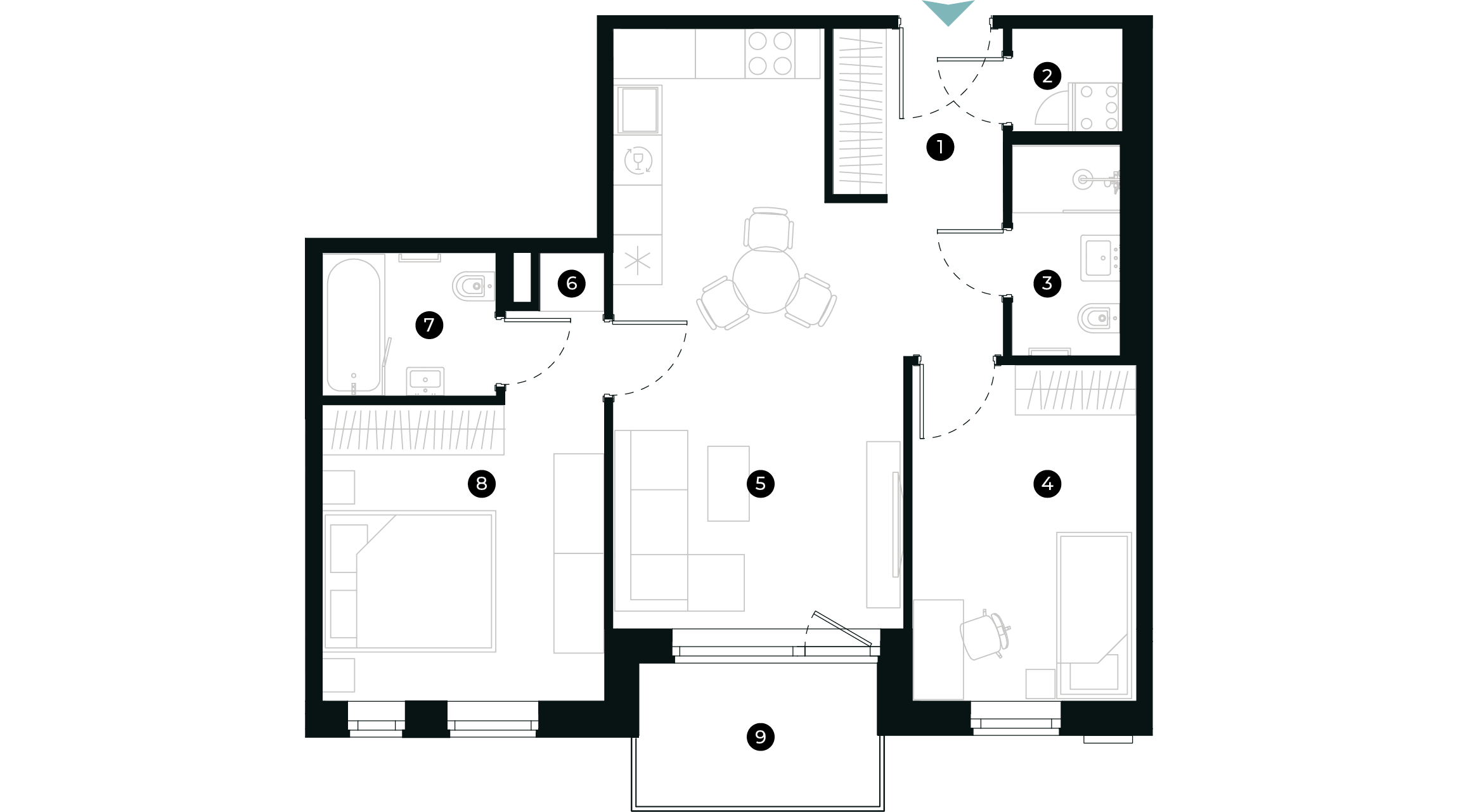 New Hanza apartamenti dzīvokļa plānojums
