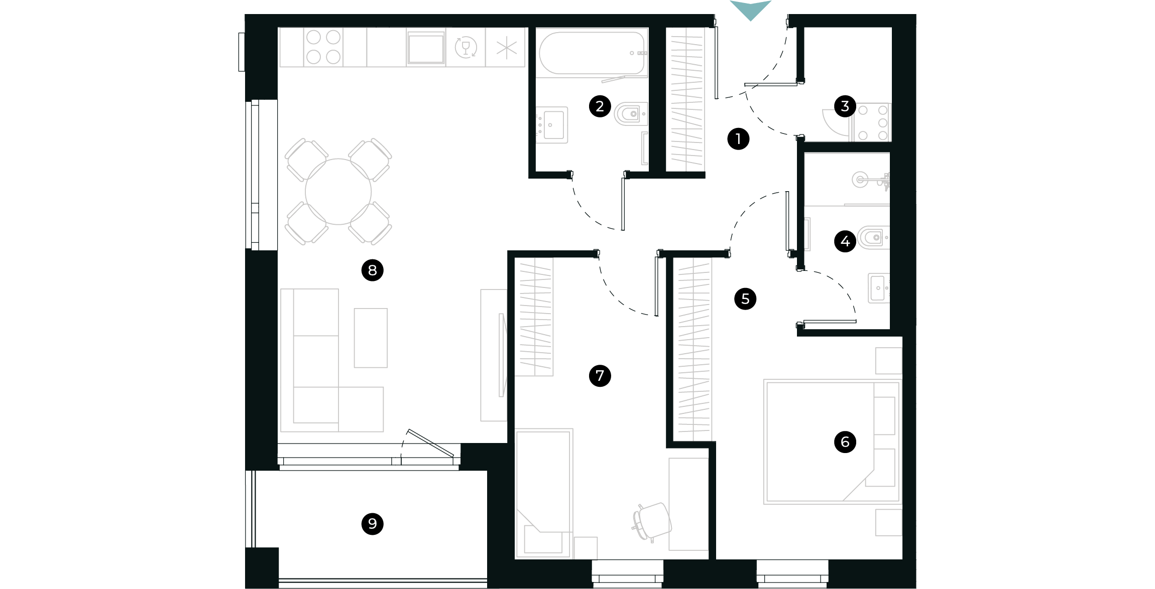 New Hanza apartamenti dzīvokļa plānojums