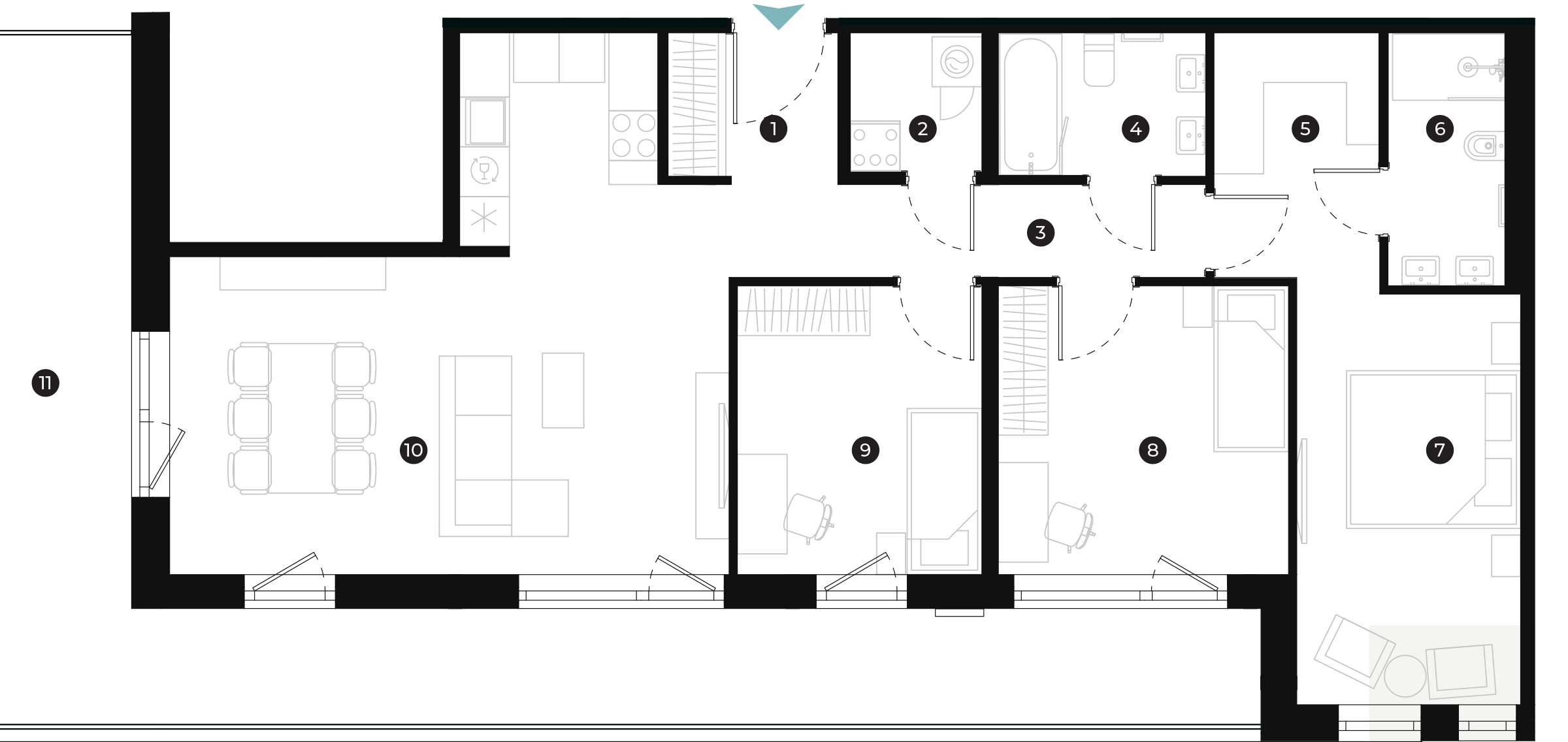 New Hanza apartamenti dzīvokļa plānojums